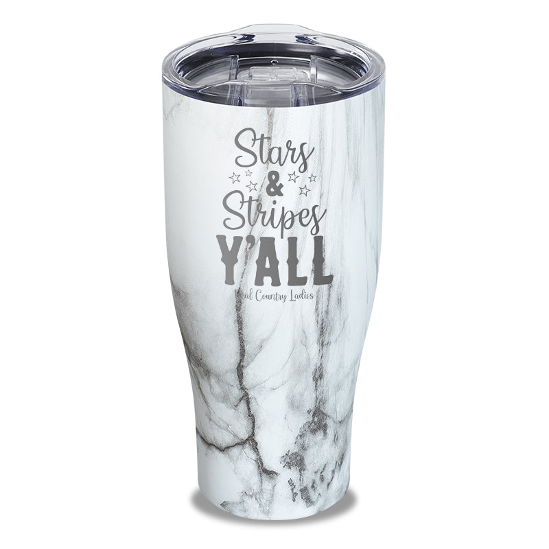 Stars And Stripes Y'all Laser Etched Tumbler