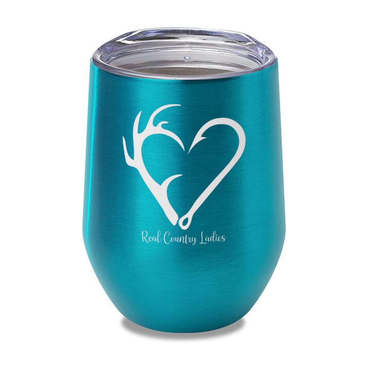 Hunting Fishing Heart Laser Etched Tumbler