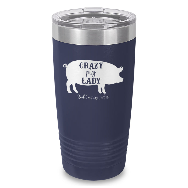 Crazy Pig Lady Laser Etched Tumbler