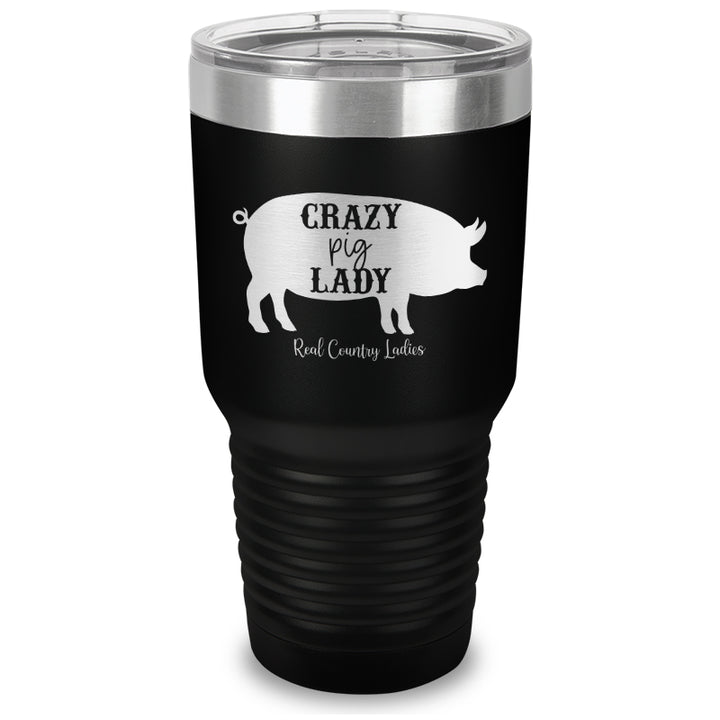 Crazy Pig Lady Laser Etched Tumbler