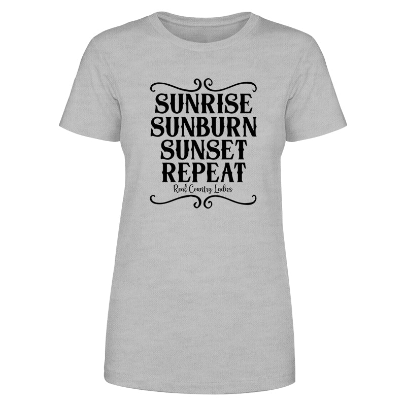 Sunrise Sunburn Sunset Repeat Black Print Front Apparel