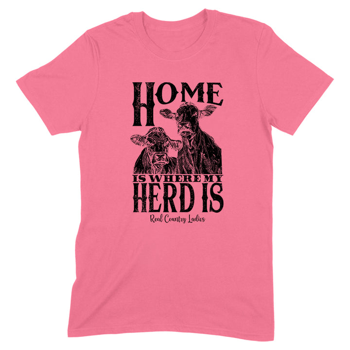 Home Is Where My Herd Is Black Print Front Apparel