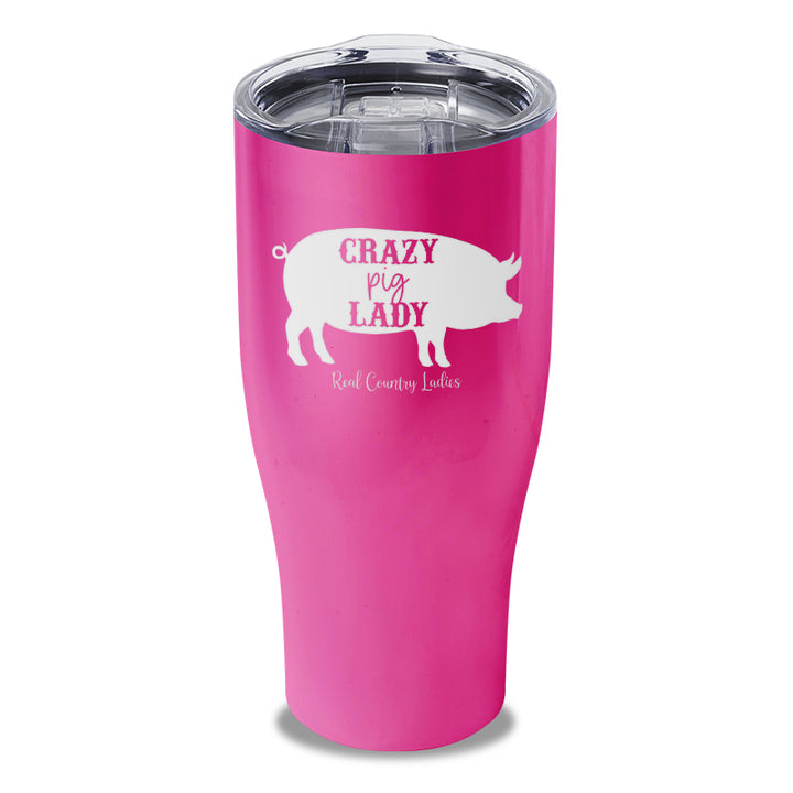 Crazy Pig Lady Laser Etched Tumbler