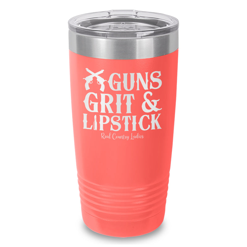 Guns Grit And Lipstick Laser Etched Tumbler