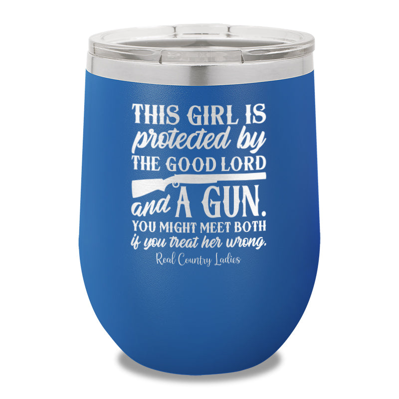 The Good Lord And A Gun 12oz Stemless Wine Cup