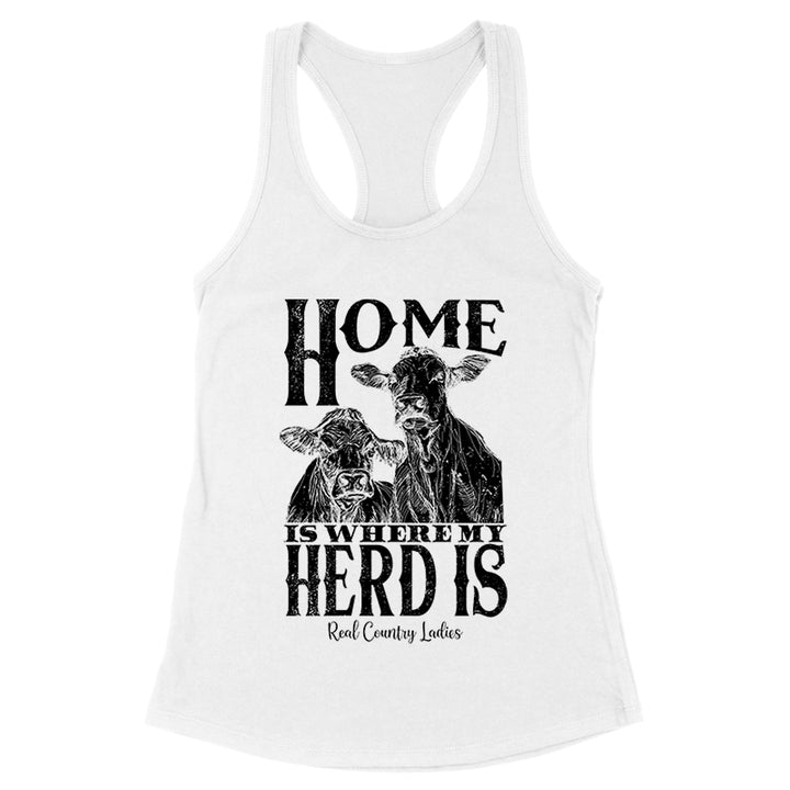 Home Is Where My Herd Is Black Print Front Apparel