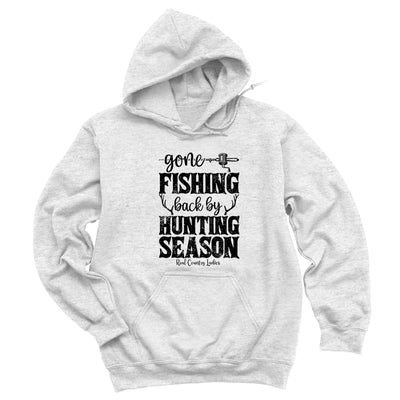 Gone Fishing Back By Hunting Season Black Print Hoodies & Long Sleeves