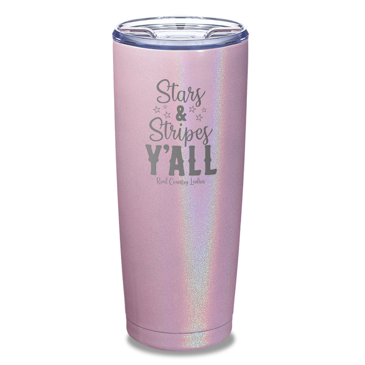 Stars And Stripes Y'all Laser Etched Tumbler