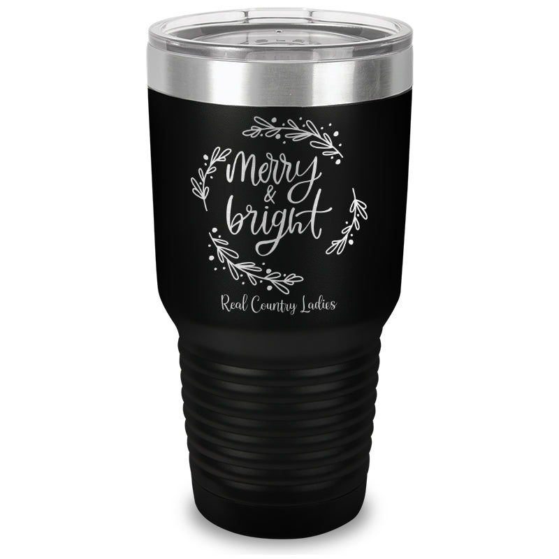 Merry And Bright Laser Etched Tumbler