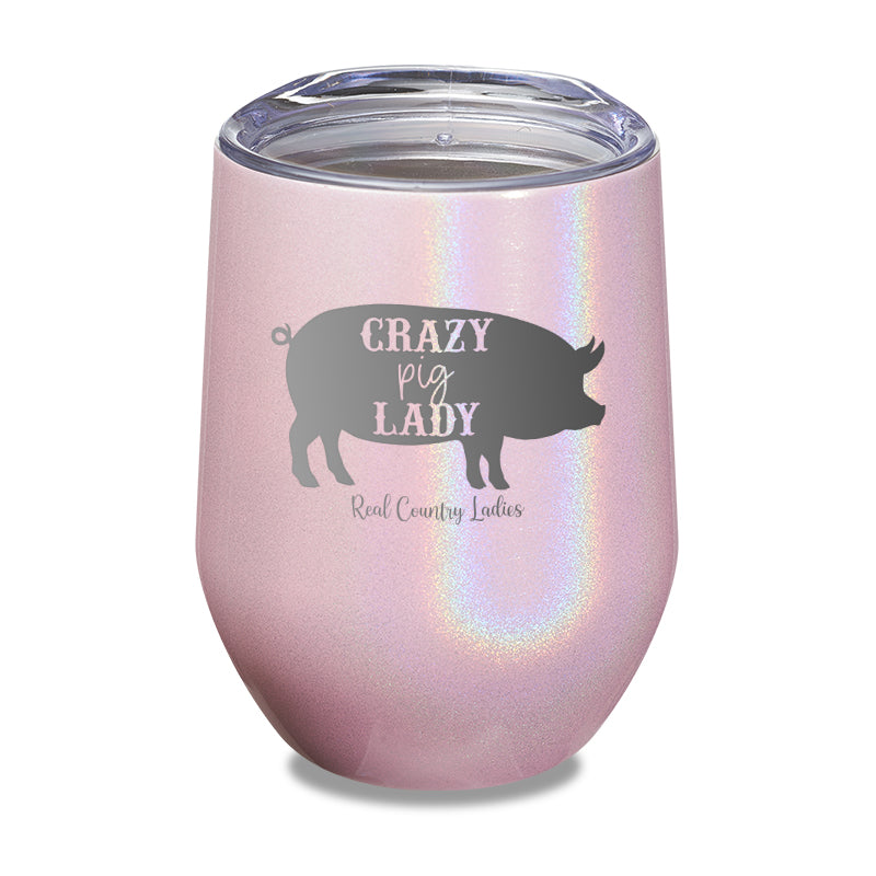 Crazy Pig Lady Laser Etched Tumbler