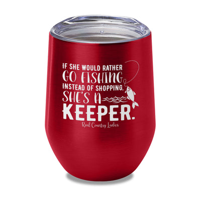 If She Would Rather Go Fishing Laser Etched Tumbler