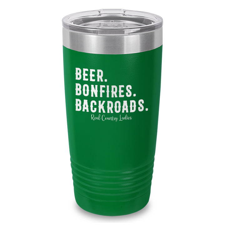 Beer Bonfires Backroads Laser Etched Tumbler