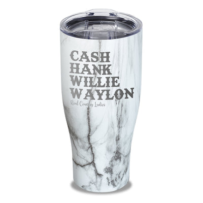 Cash Hank Willie Waylon Laser Etched Tumbler