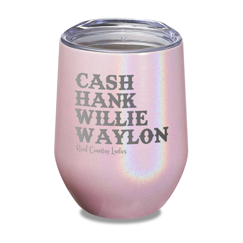 Cash Hank Willie Waylon Laser Etched Tumbler