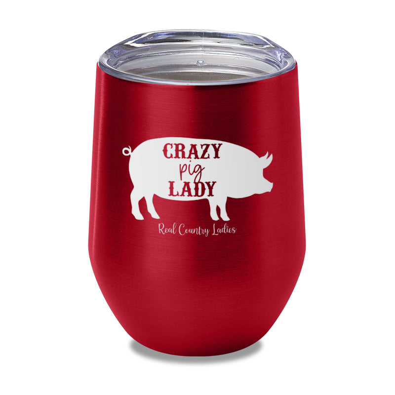 Crazy Pig Lady Laser Etched Tumbler