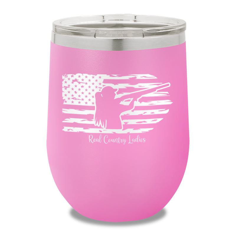 Shotgun USA Flag 12oz Stemless Wine Cup