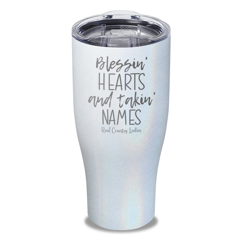 Blessin Hearts And Takin Names Laser Etched Tumbler