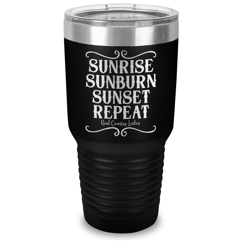 Sunrise Sunburn Sunset Repeat Laser Etched Tumbler