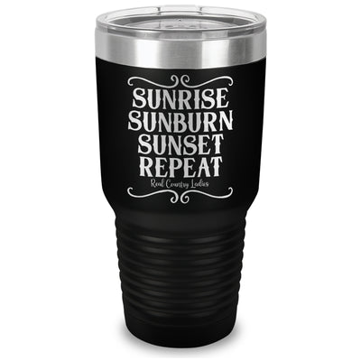 Sunrise Sunburn Sunset Repeat Laser Etched Tumbler