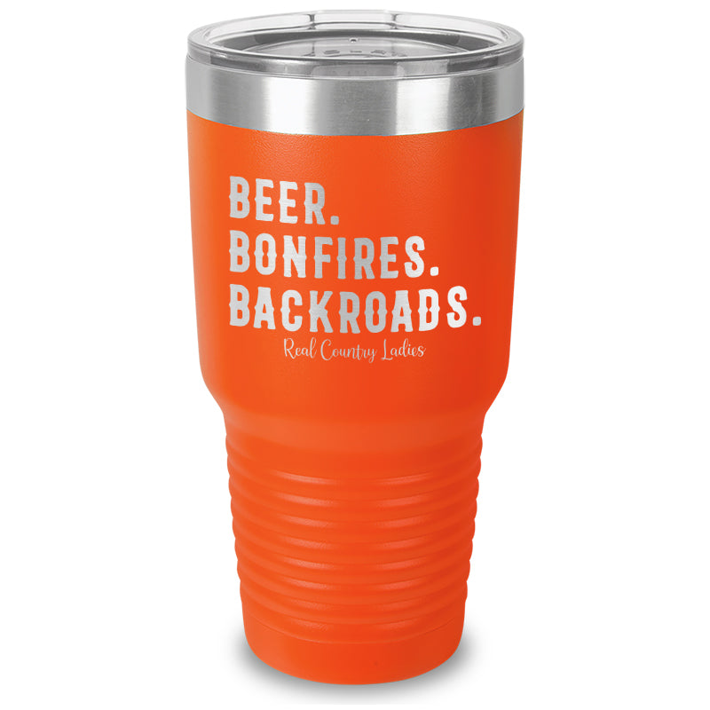 Beer Bonfires Backroads Laser Etched Tumbler