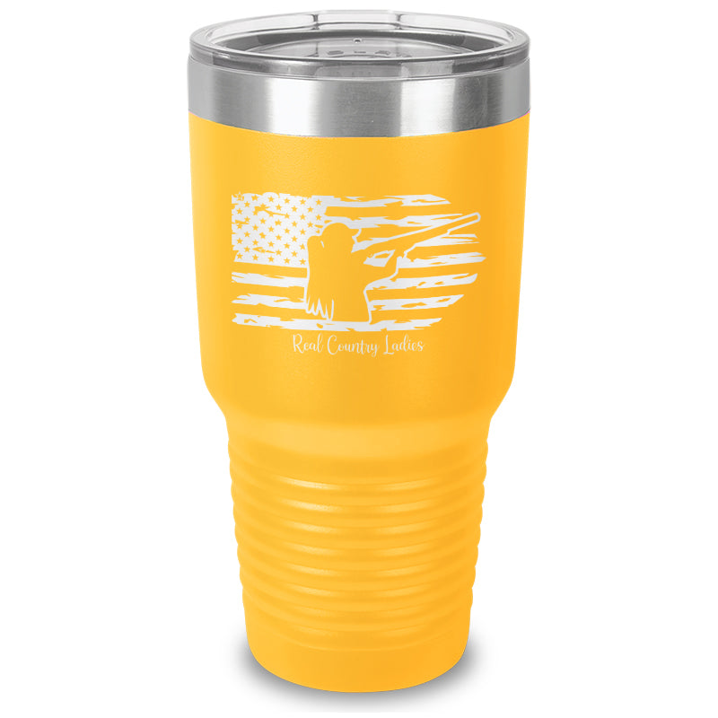 Shotgun USA Flag Laser Etched Tumbler