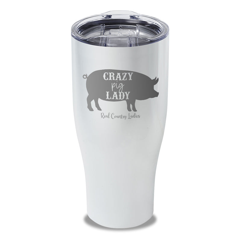 Crazy Pig Lady Laser Etched Tumbler