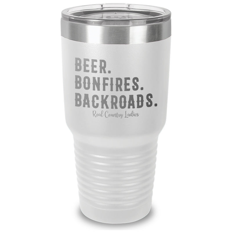 Beer Bonfires Backroads Laser Etched Tumbler