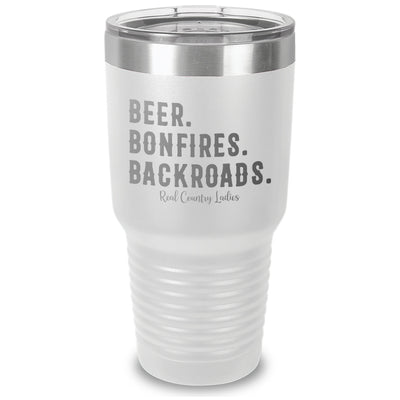 Beer Bonfires Backroads Laser Etched Tumbler