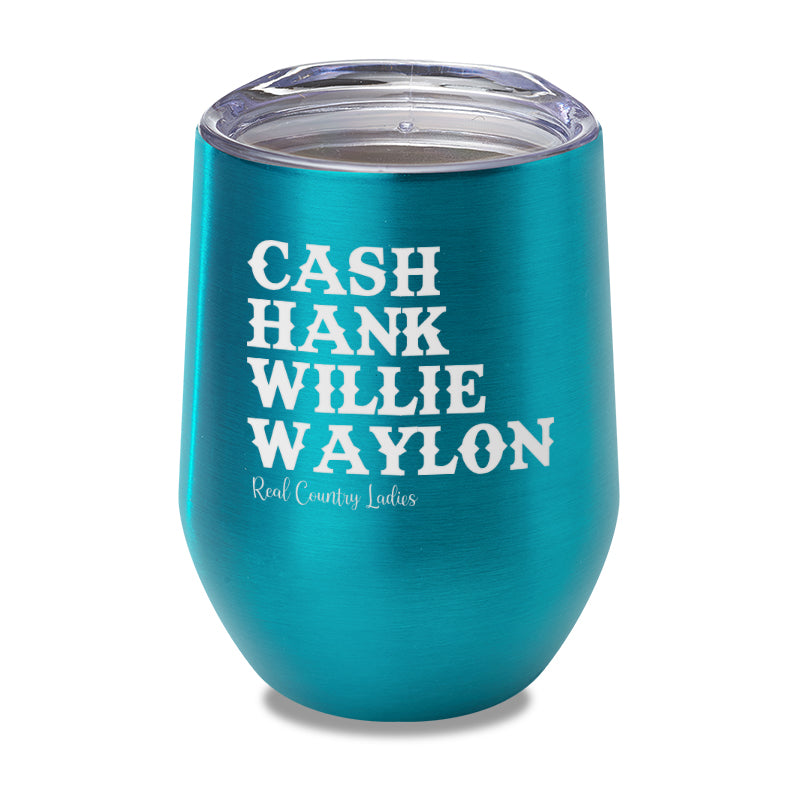 Cash Hank Willie Waylon Laser Etched Tumbler