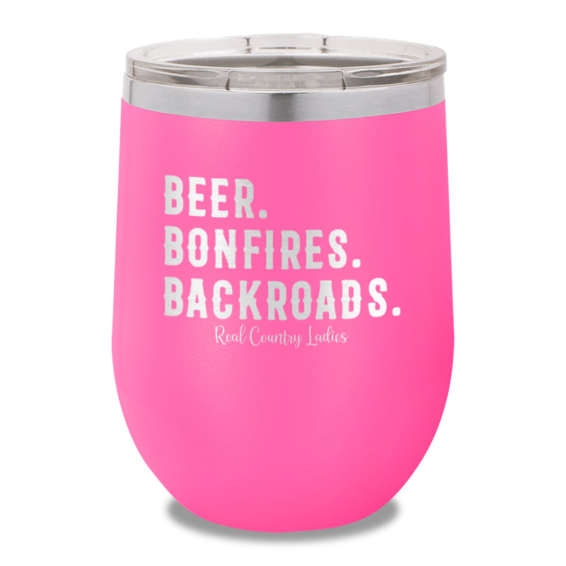 Beer Bonfires Backroads 12oz Stemless Wine Cup