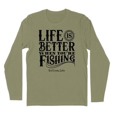 Life Is Better When You're Fishing Black Print Hoodies & Long Sleeves