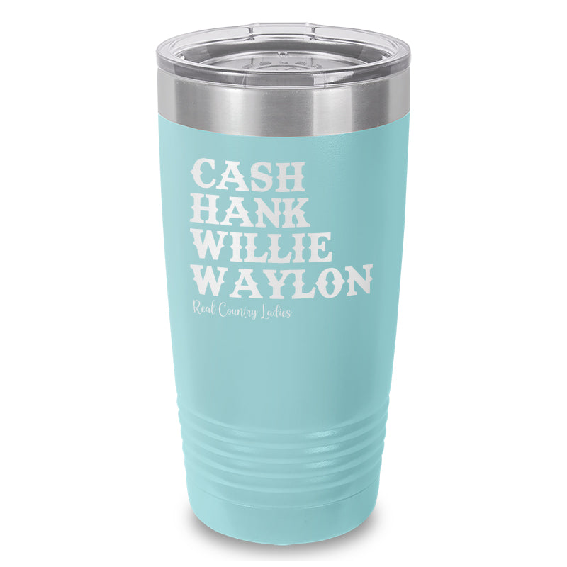 Cash Hank Willie Waylon Laser Etched Tumbler