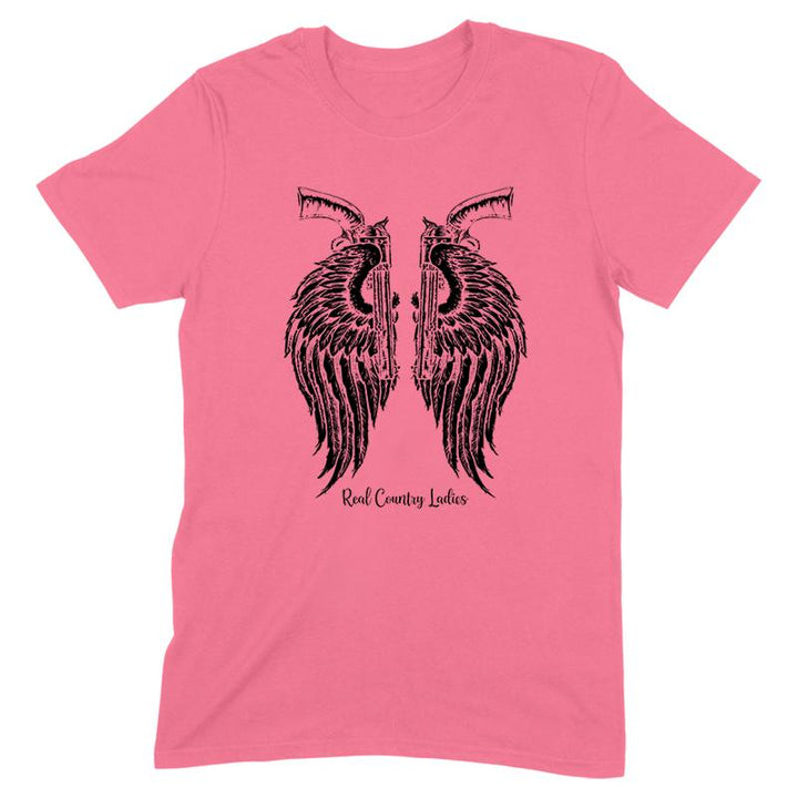 Angel Wings Revolvers Black Print Front Apparel