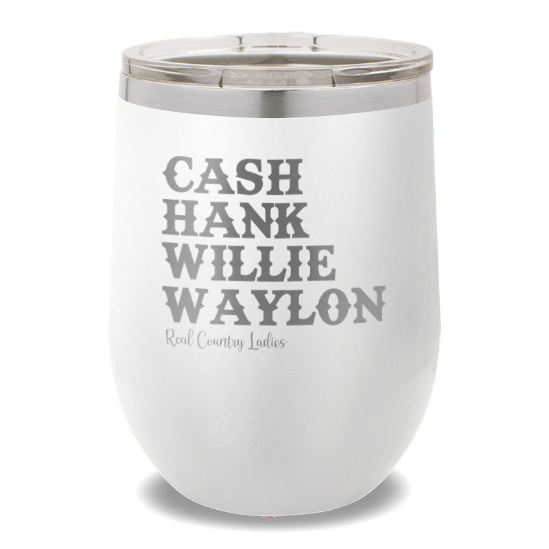 Cash Hank Willie Waylon 12oz Stemless Wine Cup