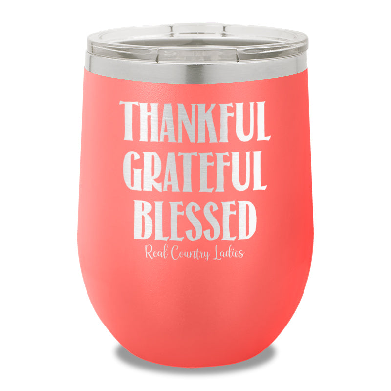 Thankful Grateful Blessed Stemless Wine Cup