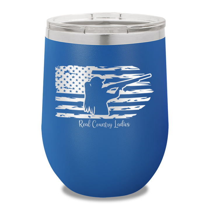 Shotgun USA Flag 12oz Stemless Wine Cup