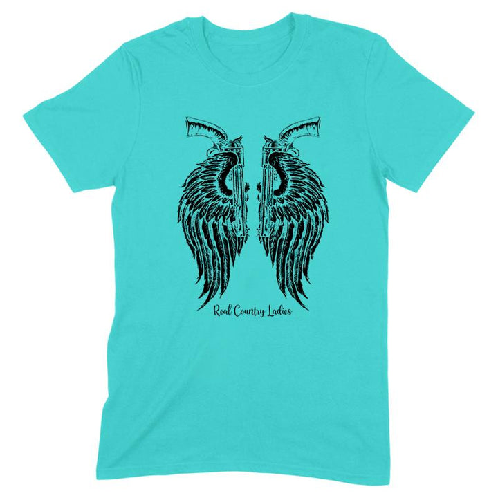 Angel Wings Revolvers Black Print Front Apparel