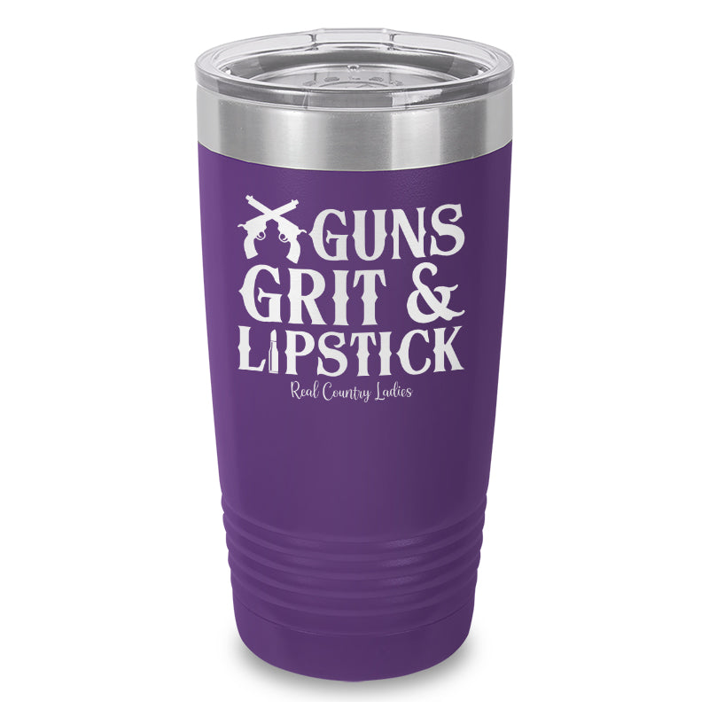 Guns Grit And Lipstick Laser Etched Tumbler