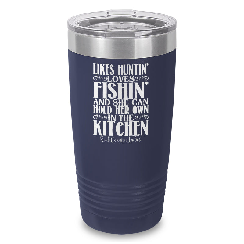 Likes Huntin Loves Fishin Laser Etched Tumbler