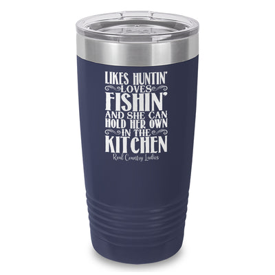 Likes Huntin Loves Fishin Laser Etched Tumbler