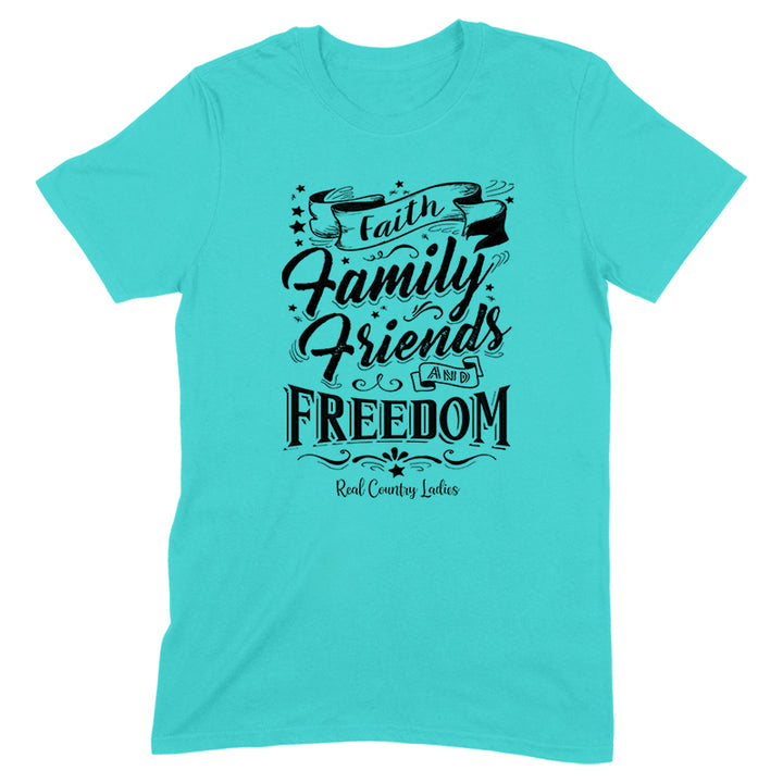 Faith Family Friends Black Print Front Apparel