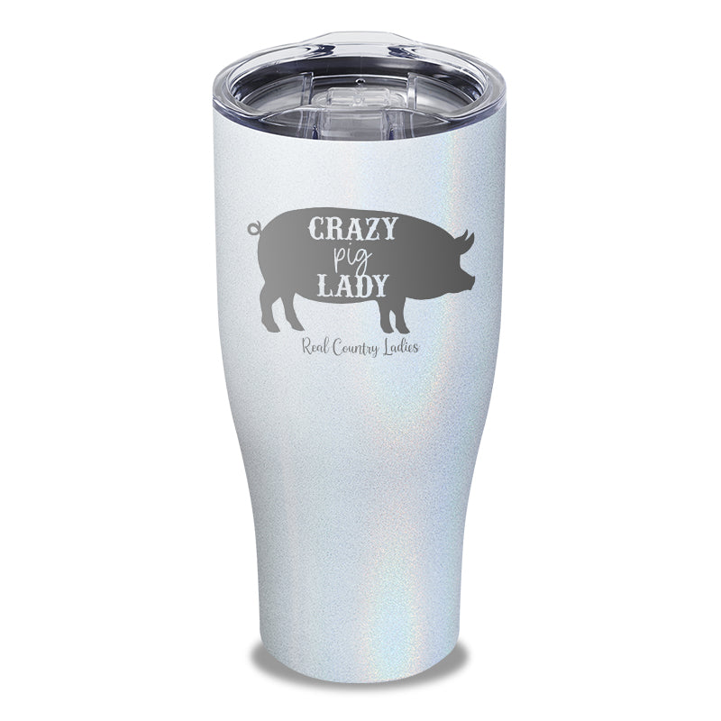 Crazy Pig Lady Laser Etched Tumbler