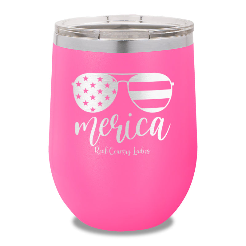 Merica Sunglasses 12oz Stemless Wine Cup