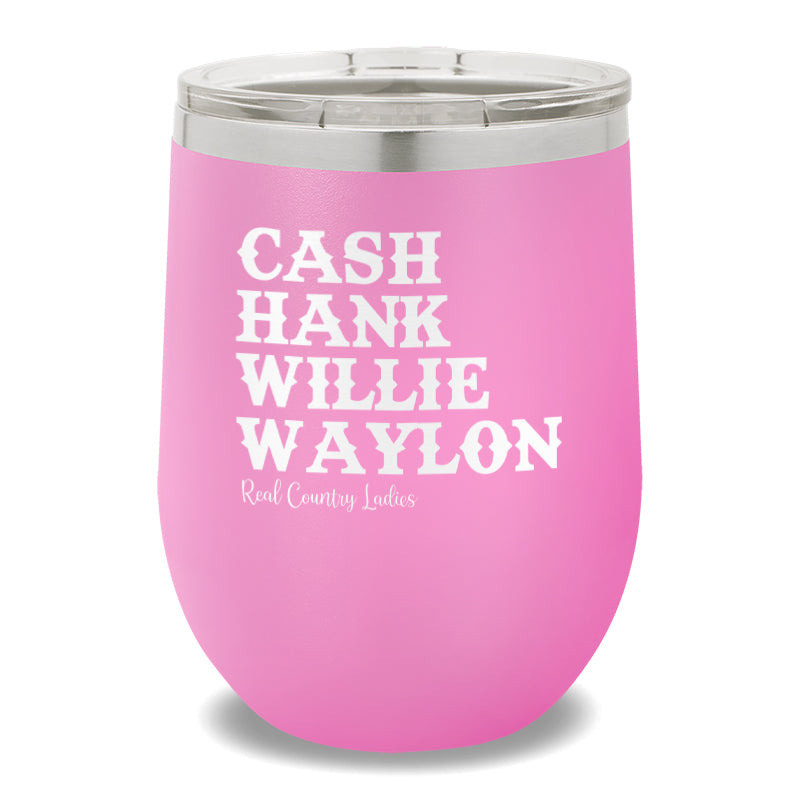 Cash Hank Willie Waylon 12oz Stemless Wine Cup