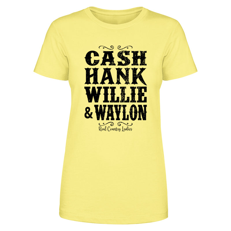 Cash Hank Willie Waylon Black Print Front Apparel