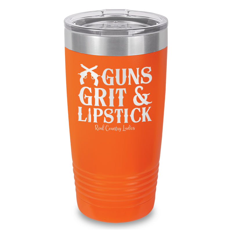 Guns Grit And Lipstick Laser Etched Tumbler