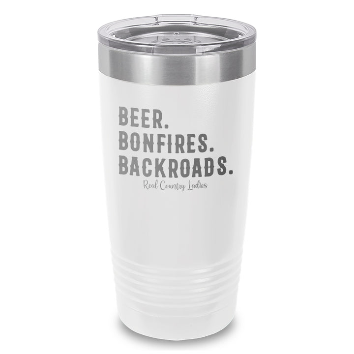 Beer Bonfires Backroads Laser Etched Tumbler