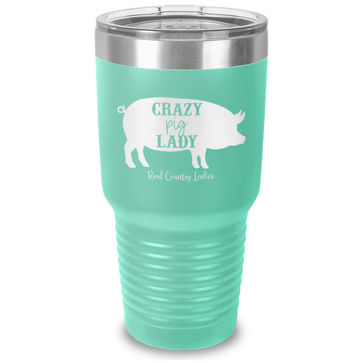 Crazy Pig Lady Laser Etched Tumbler