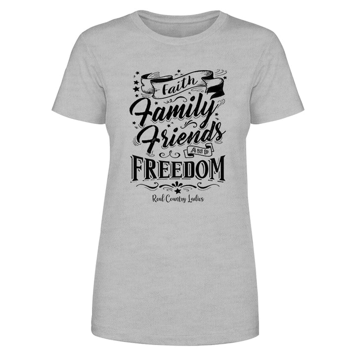 Faith Family Friends Black Print Front Apparel