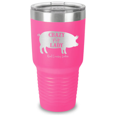 Crazy Pig Lady Laser Etched Tumbler